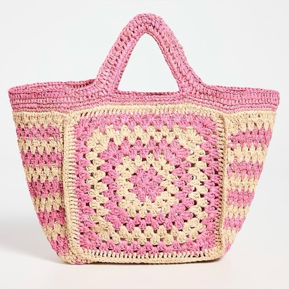 Eilaf Crochet Howdah Pink & Beige Tote Bag - Picture 2 of 7